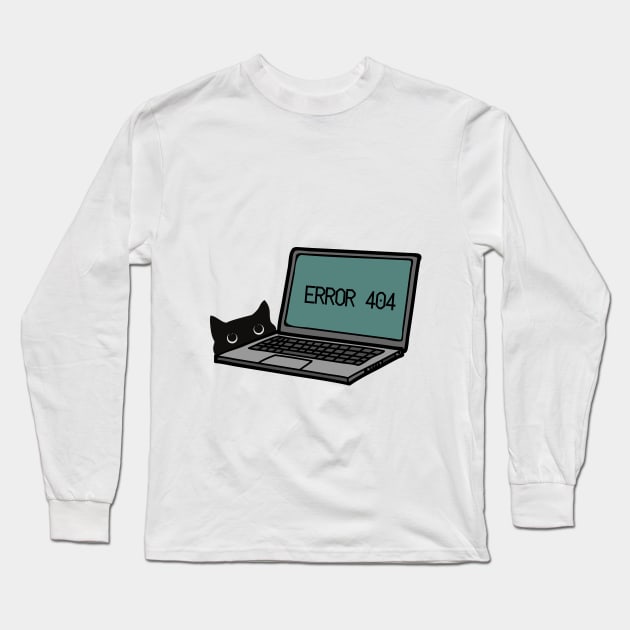 Cat Error 404 Long Sleeve T-Shirt by Frhnasyikin